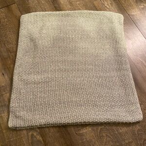 Beige Knit Throw Blanket